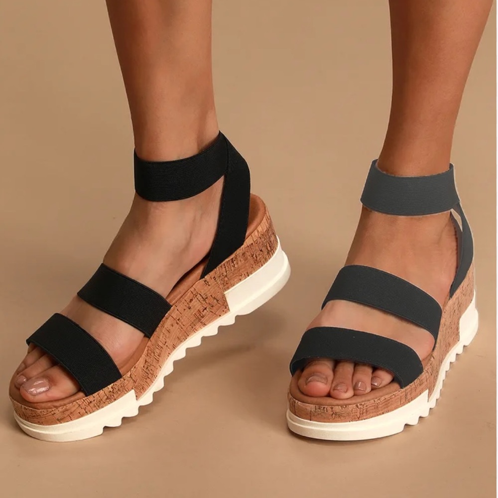 Steeve Madden Bondi black cork platform sandals